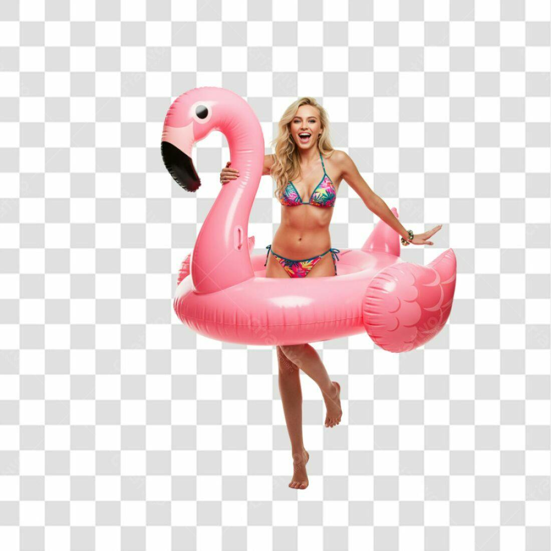 Banner Verão com Flamingo Rosa PNG com fundo transparente