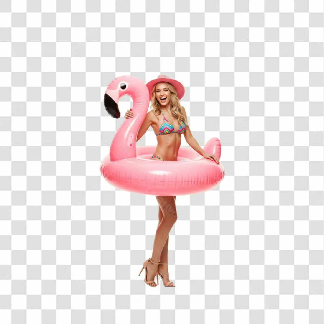 Banner Verão com Flamingo Rosa PNG com fundo transparente