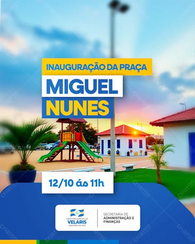 Prefeitura Inauguração Praça Aviso Informe Comunicado Social Media Psd Editável
