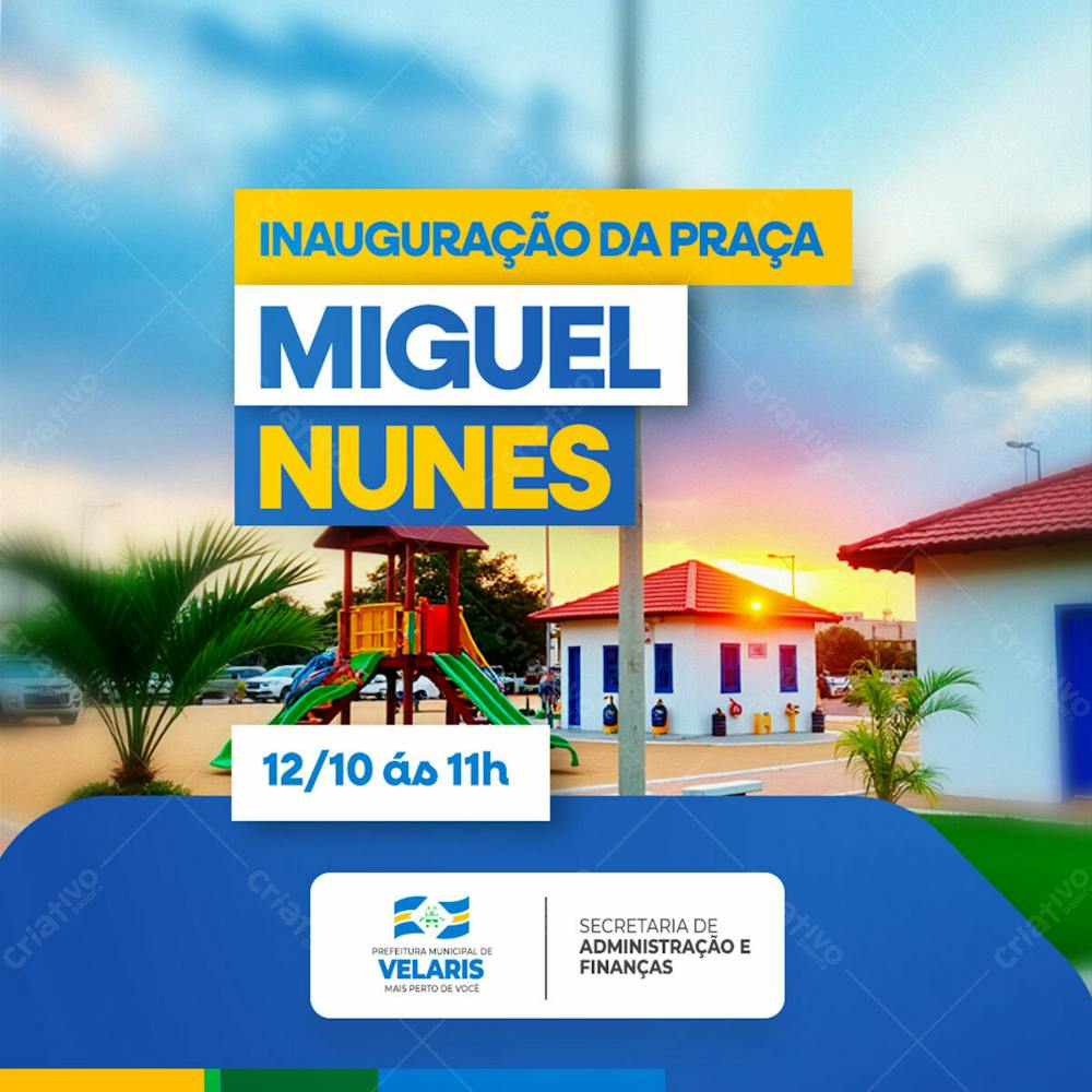 Prefeitura Inauguração Praça Aviso Informe Comunicado Social Media Psd Editável