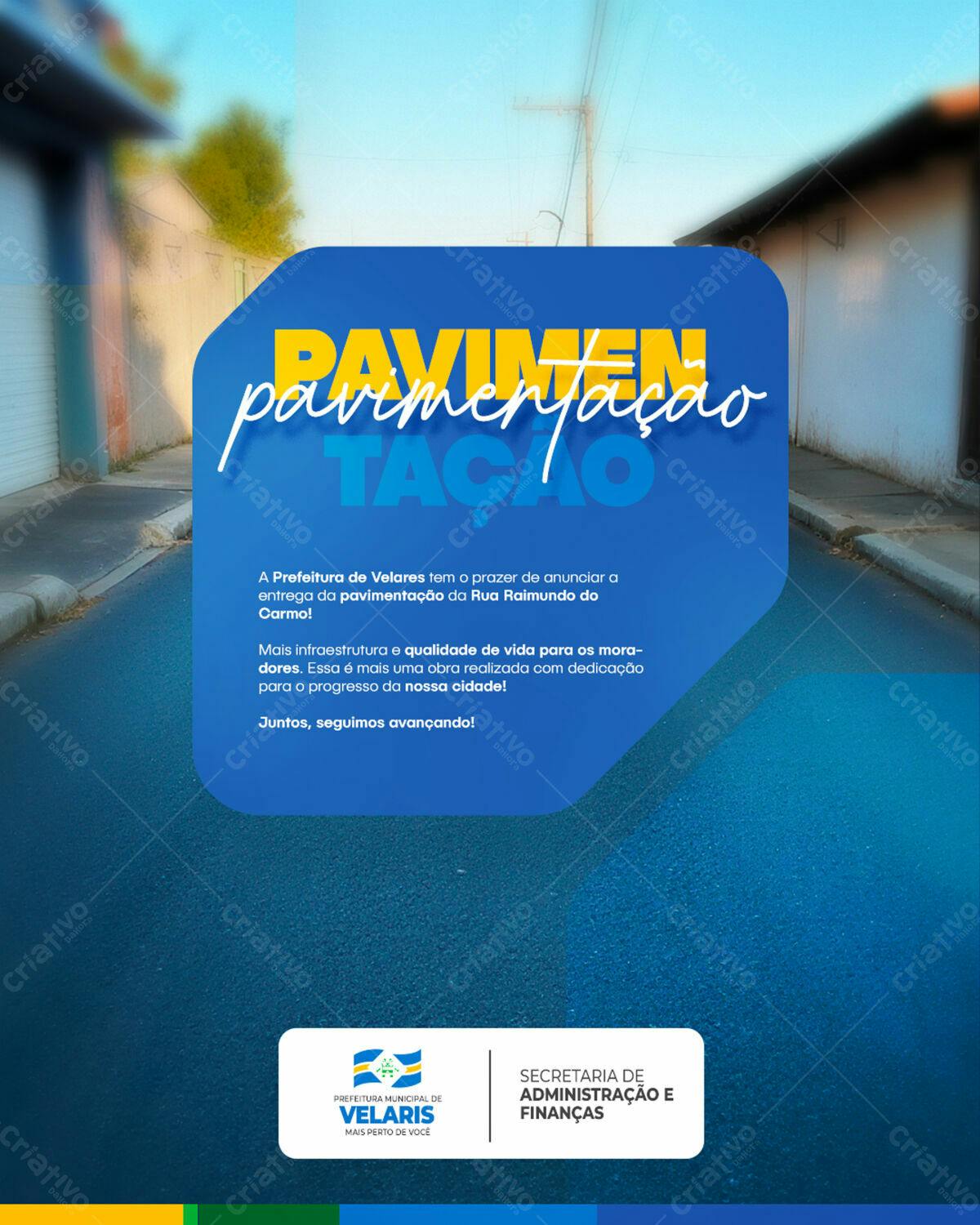 Flyer Anúncio Pavimentação Rua PSD Editável