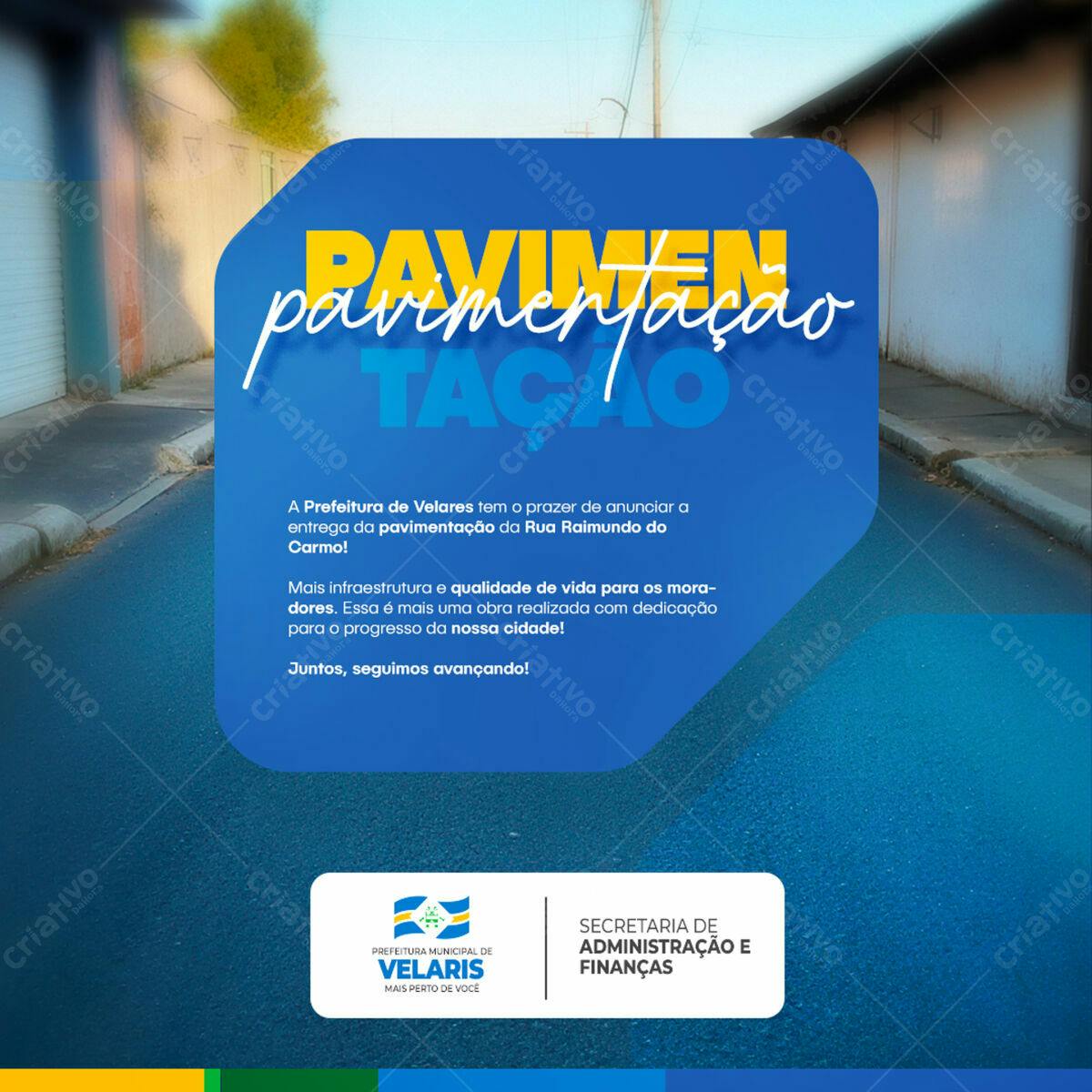 Anúncio Pavimentação Rua PSD Editável