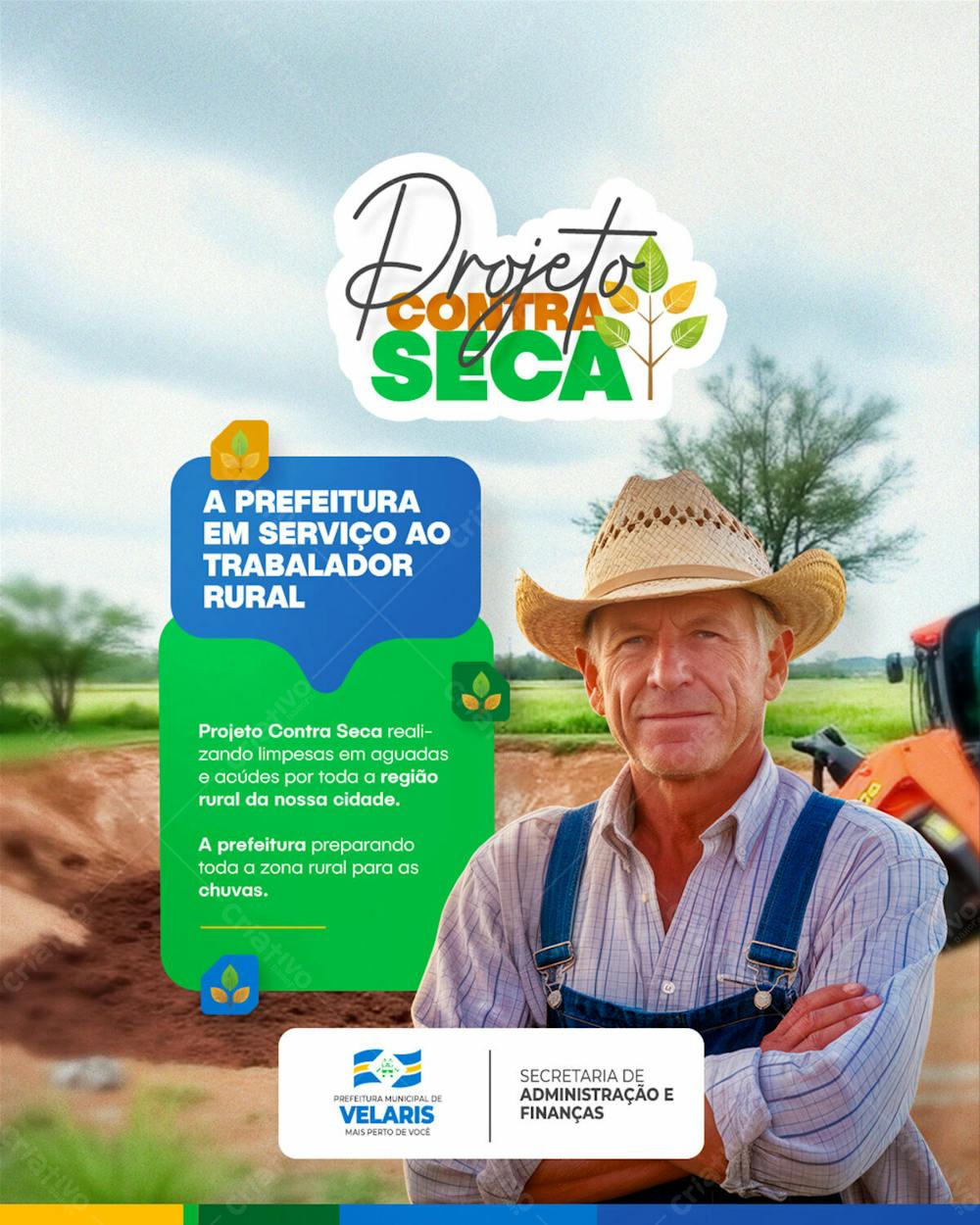 Prefeitura Projeto Seca Rural Aviso Informe Comunicado Social Media Psd Editável