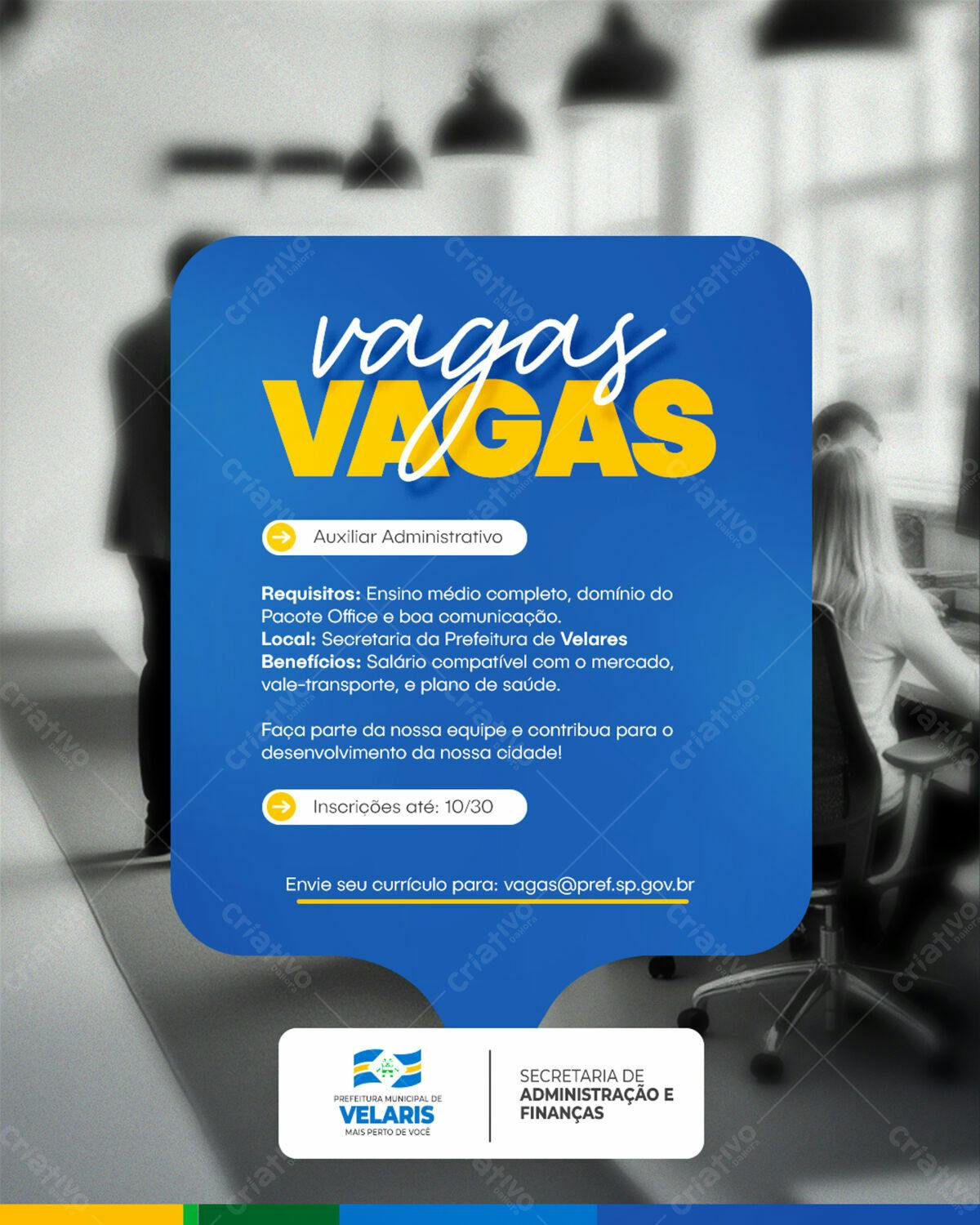 Postagem Vagas de Emprego PSD Editável