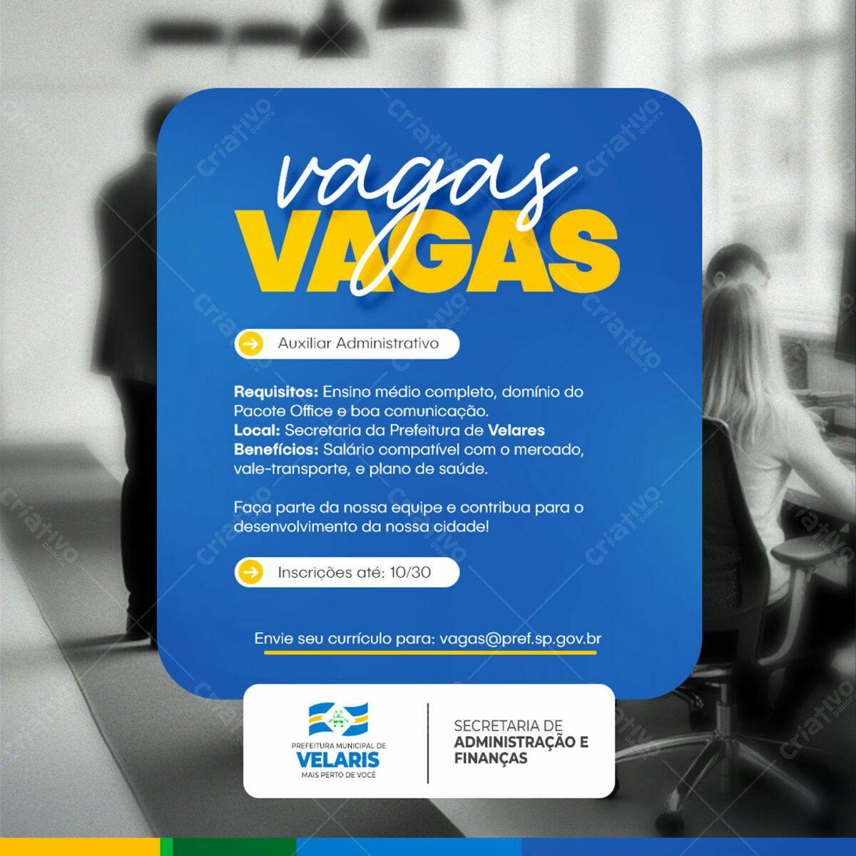 Postagem Vagas de Emprego PSD Editável