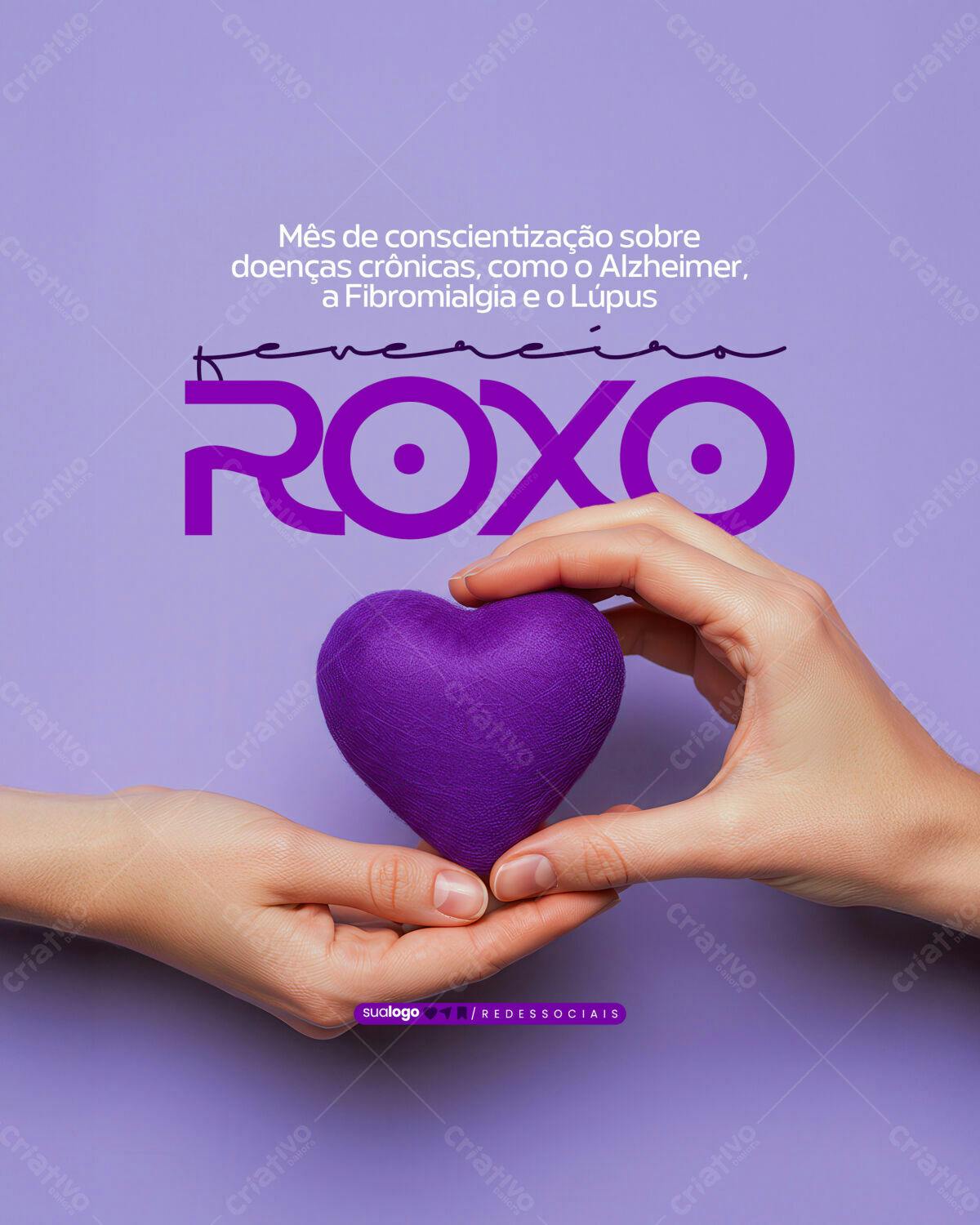 Post para Mês Roxo PSD Editável