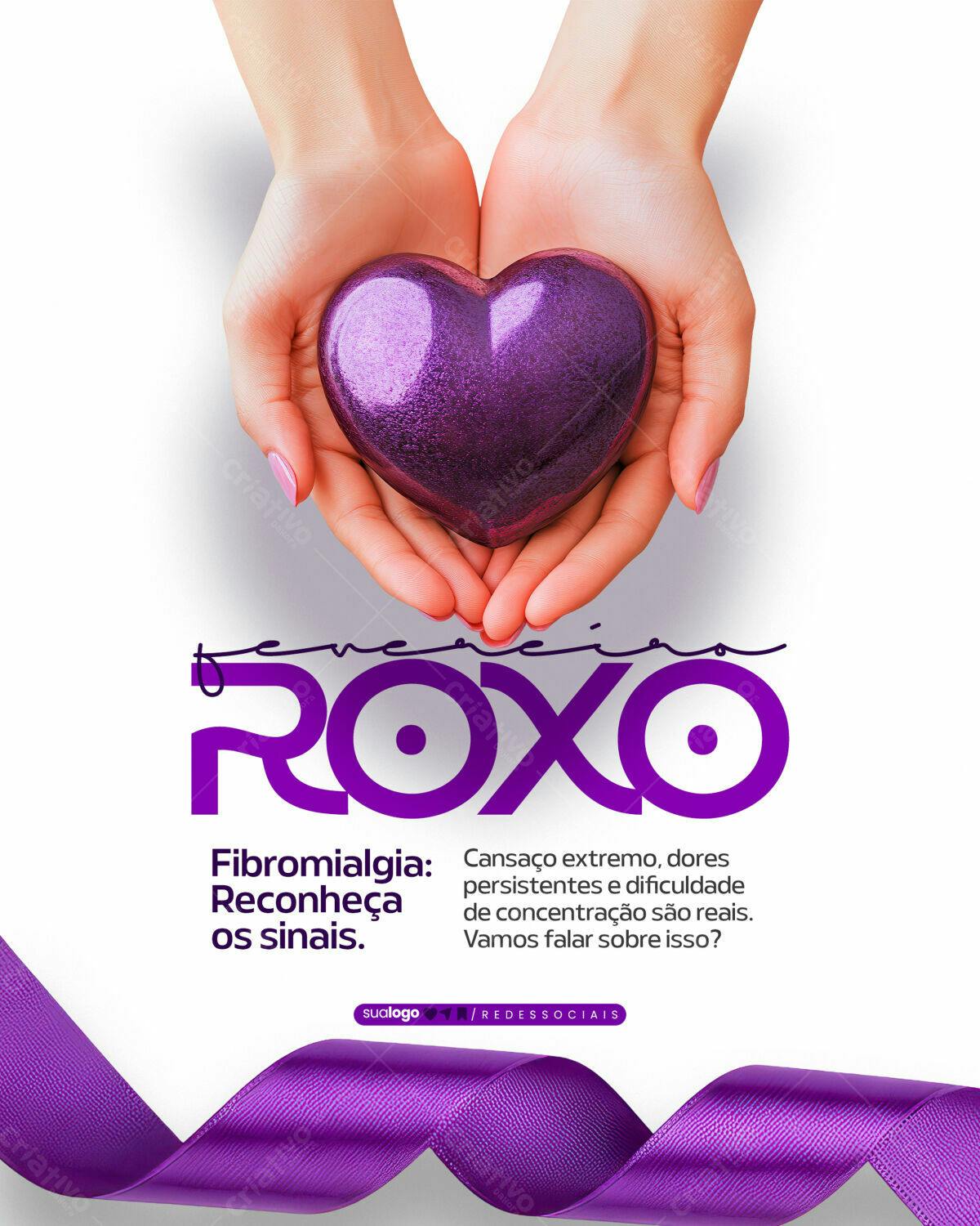 Post para Fevereiro Roxo PSD Editável