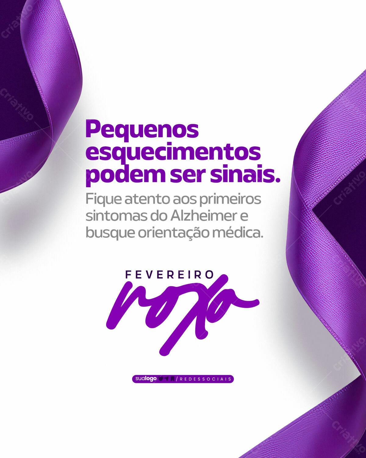 Post para Campanha Fevereiro Roxo PSD Editável