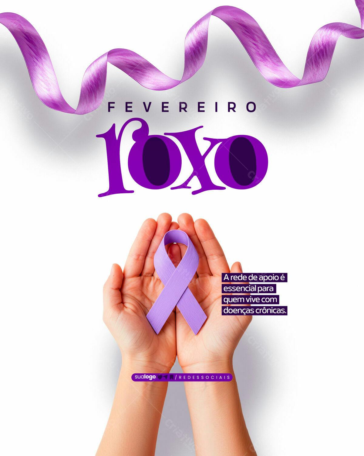 Post para Fevereiro Roxo PSD Editável