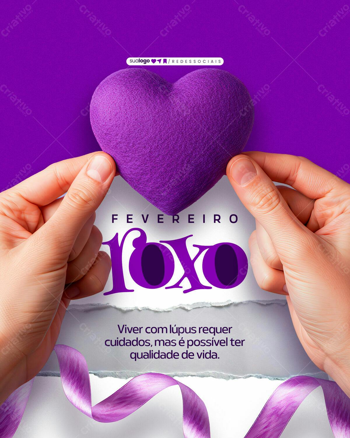 Post para Fevereiro Roxo PSD Editável