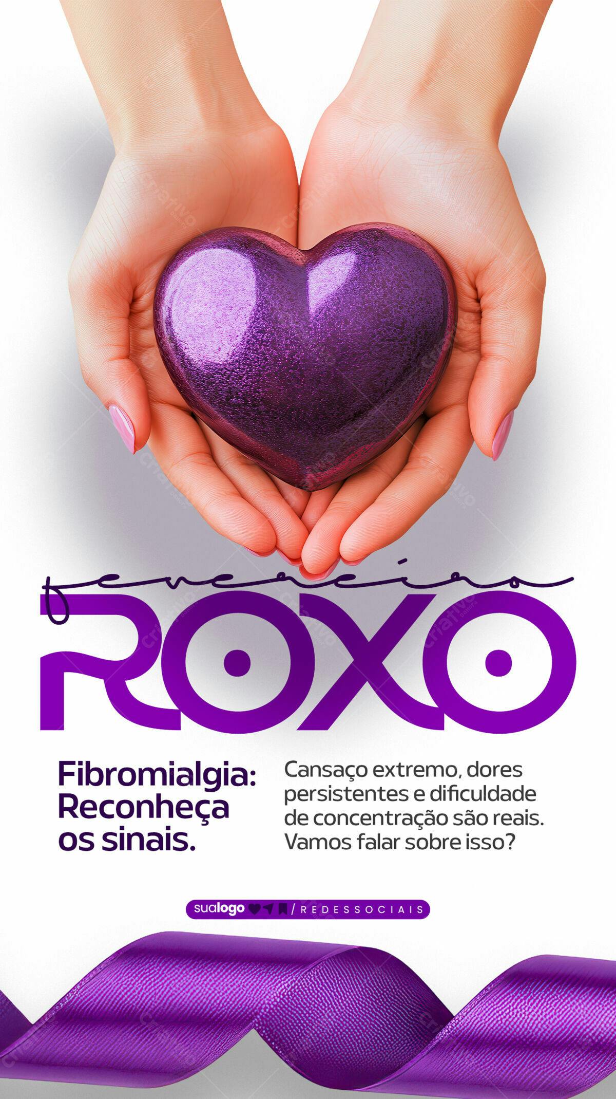 Flyer para Campanha de Conscientização Fibromialgia PSD Editável