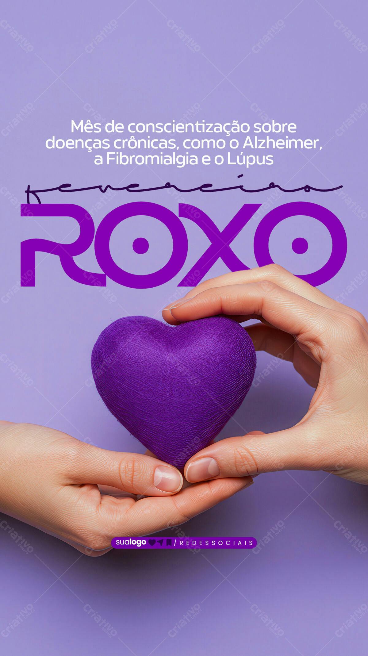 Post para Mês Roxo PSD Editável
