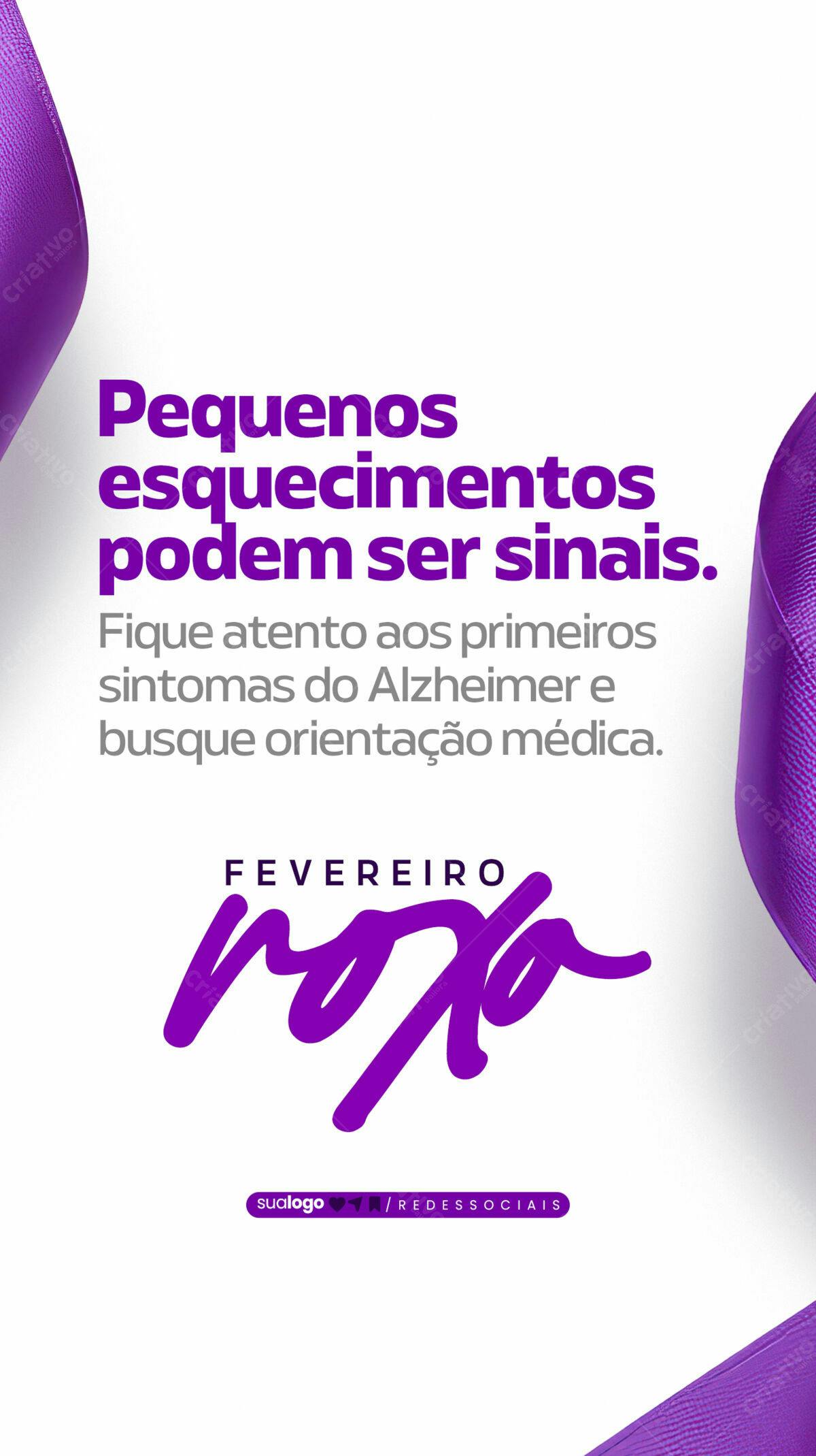 Post para Campanha Alzheimer Fevereiro Roxo PSD Editável