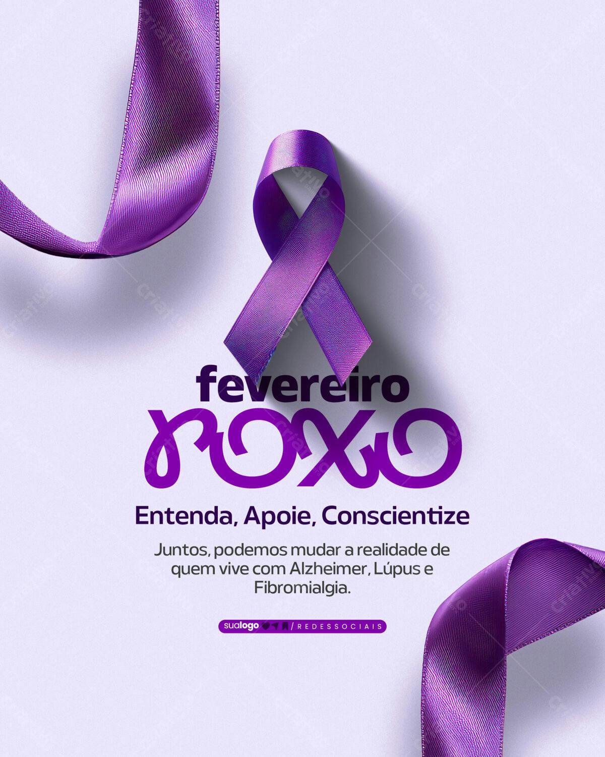 Flyer Fevereiro Roxo PSD Editável