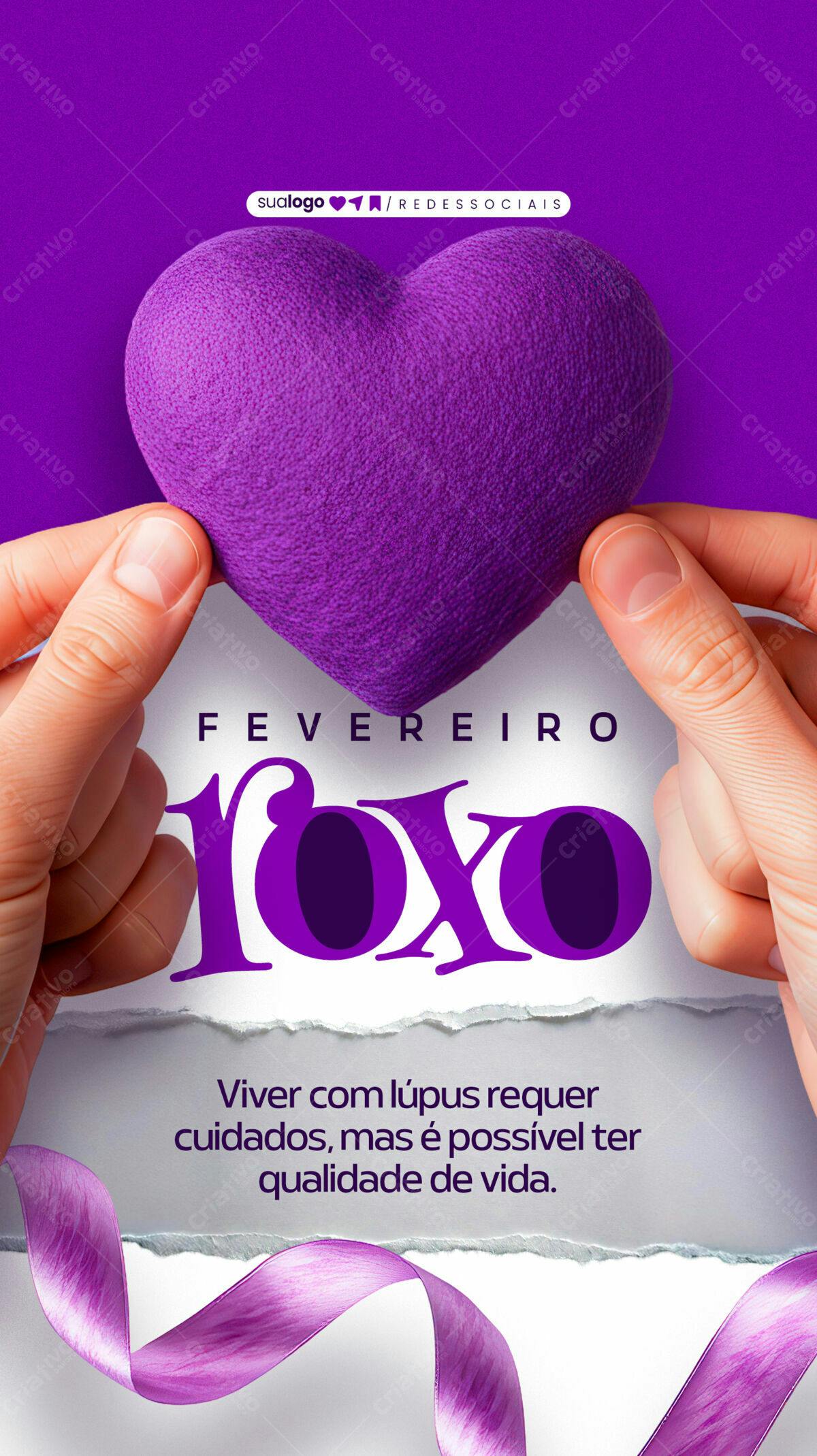Flyer Fevereiro Roxo PSD Editável
