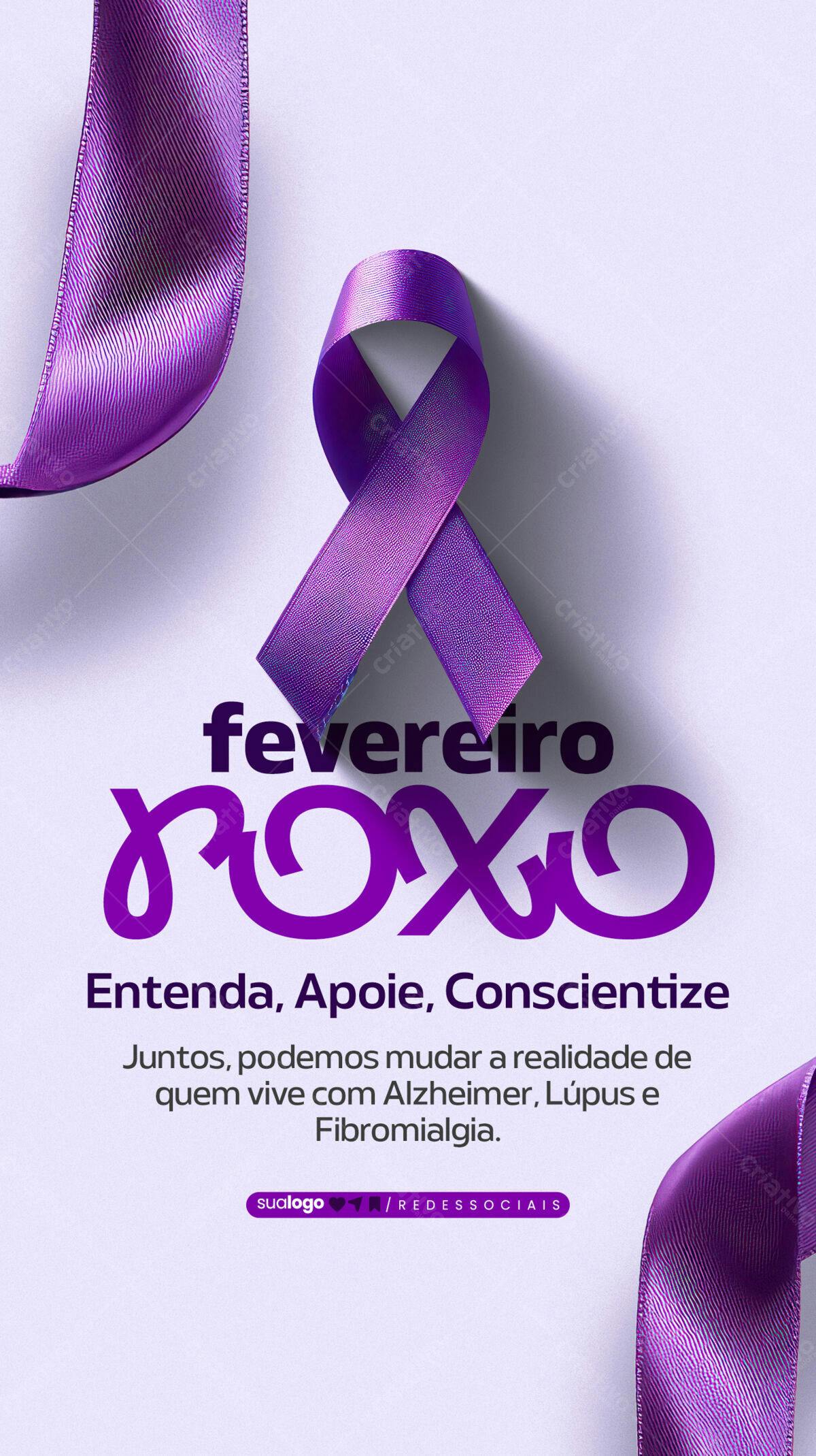 Flyer Fevereiro Roxo PSD Editável