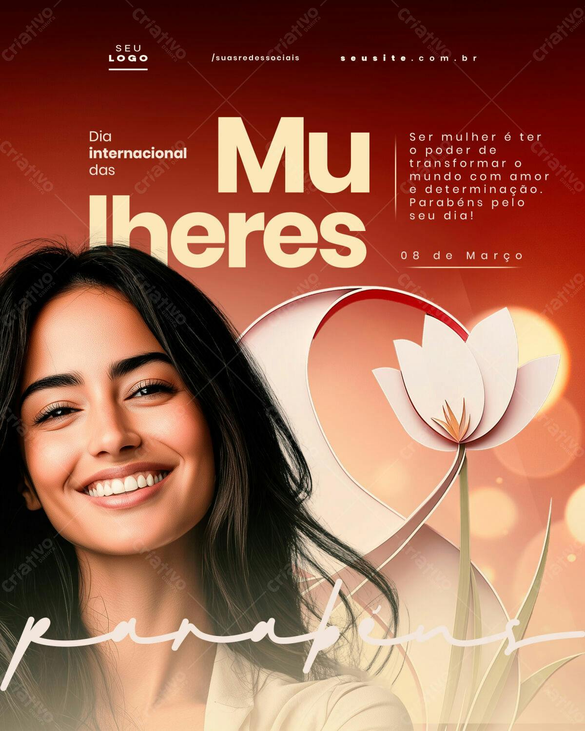 Flyer Dia Internacional da Mulher 08 de Março PSD Editável