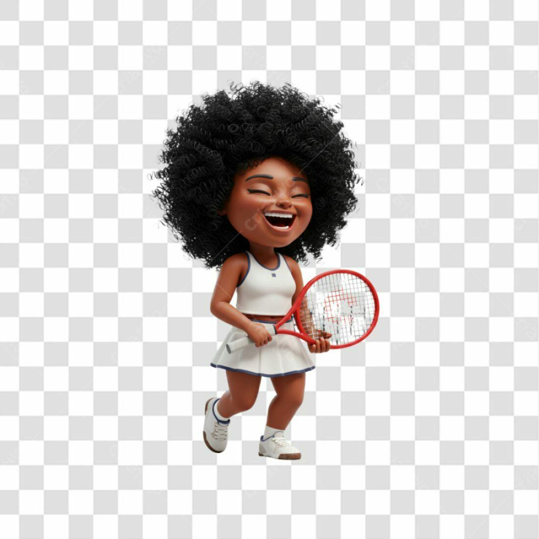 Ilustração PNG com fundo transparente menina tenista negra