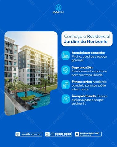 Imobiliária Imóveis Imóvel Social Media Post Design Feed Psd