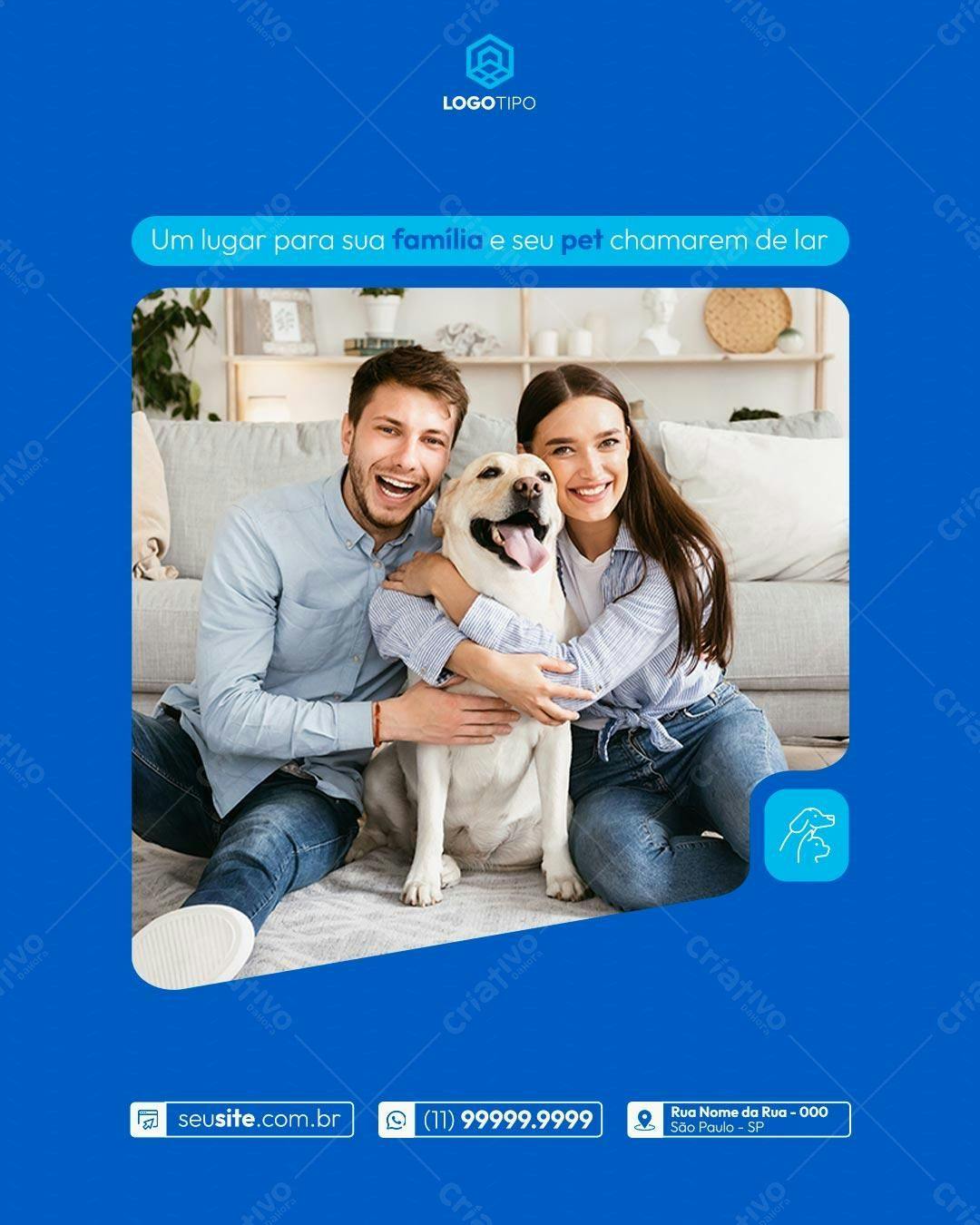 Postagem Redes Sociais Imóveis Pet Friendly PSD Editável