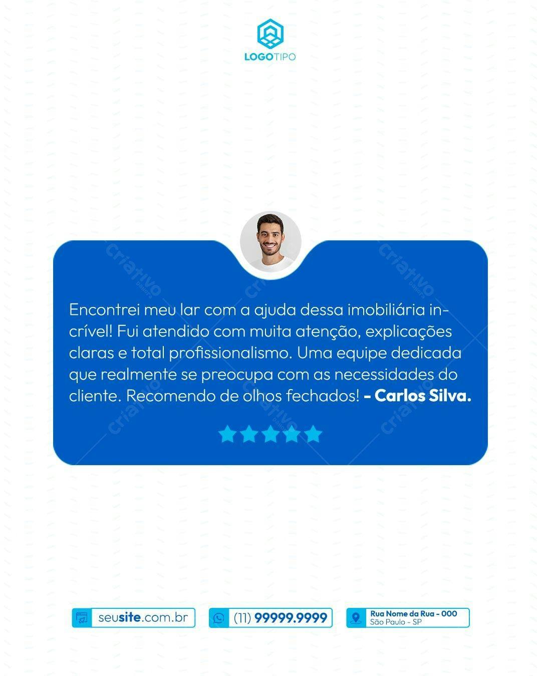 Testimonial PSD para Imobiliárias PSD Editável