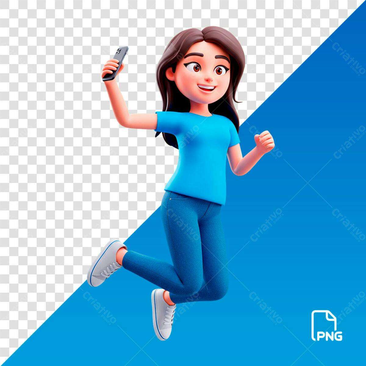 Personagem 3D Pulando PSD Editável