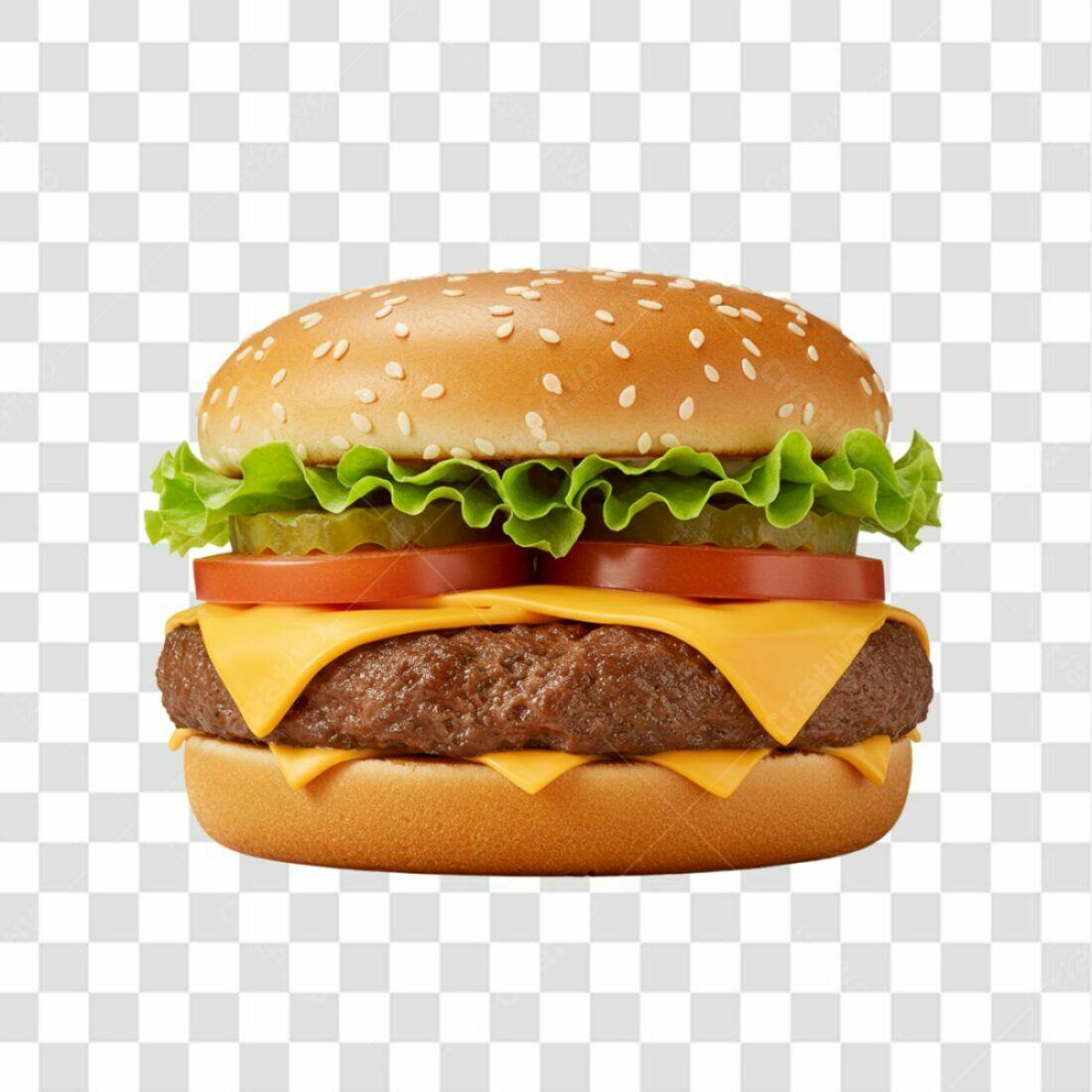 Mockup Hambúrguer Queijo PNG com fundo transparente