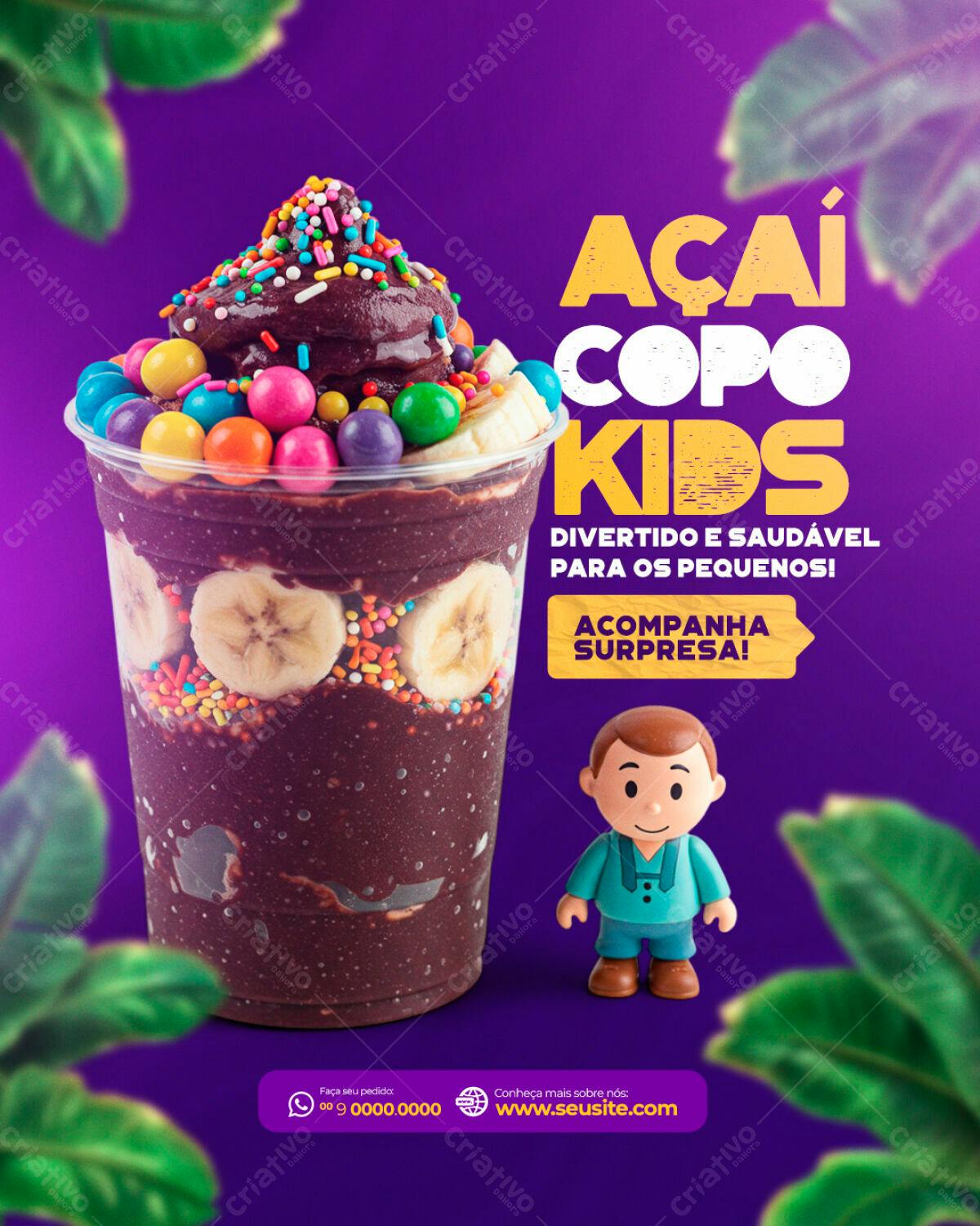 Flyer Açaí Copo Kids PSD Editável