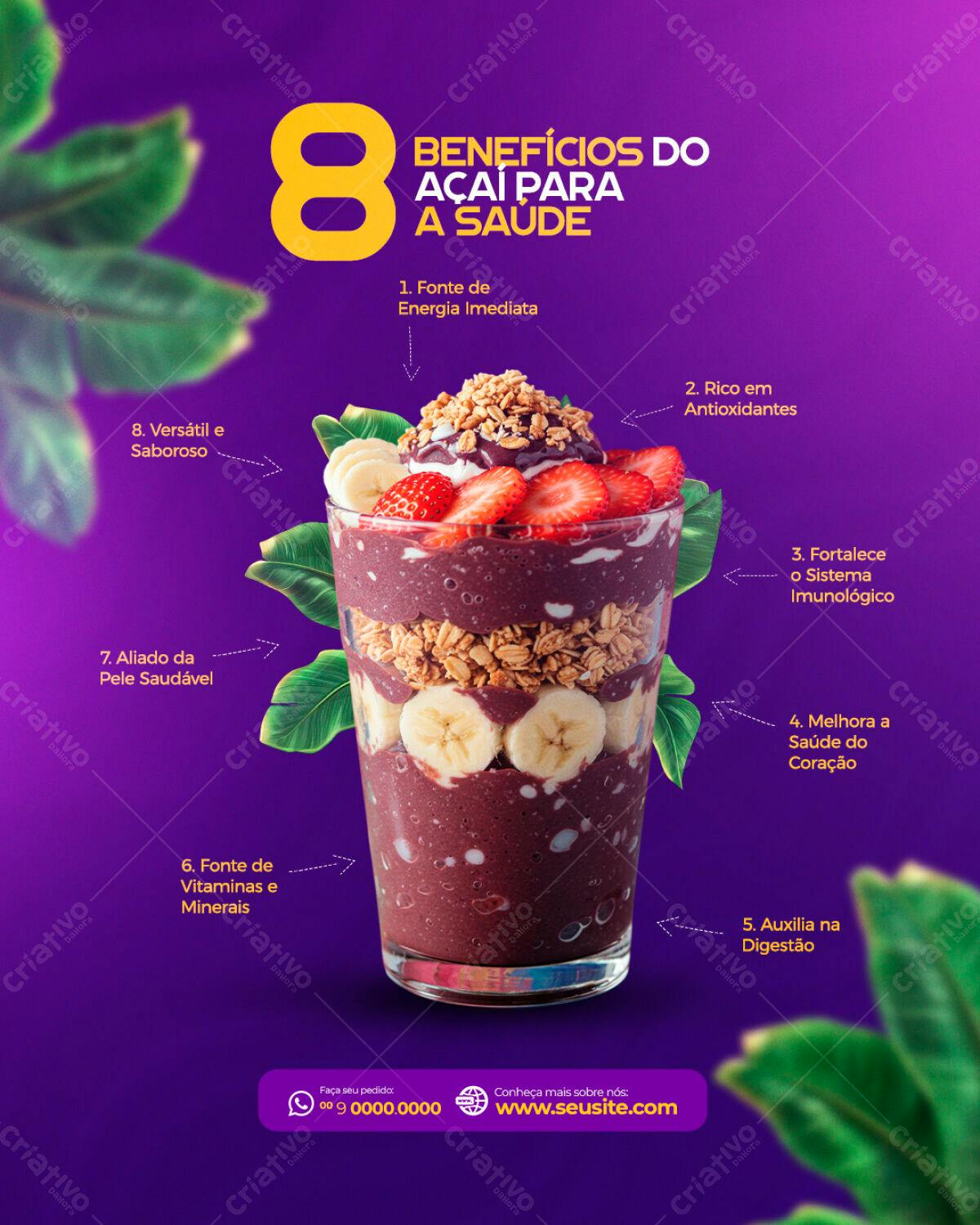 Post para Instagram Açaí PSD Editável
