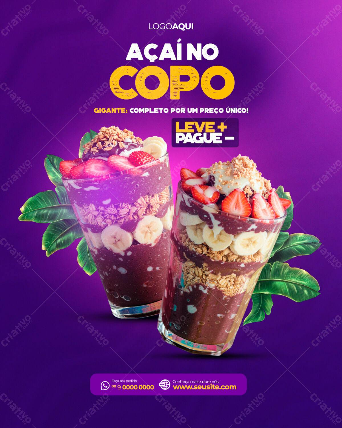 Flyer Açaí no Copo PSD Editável