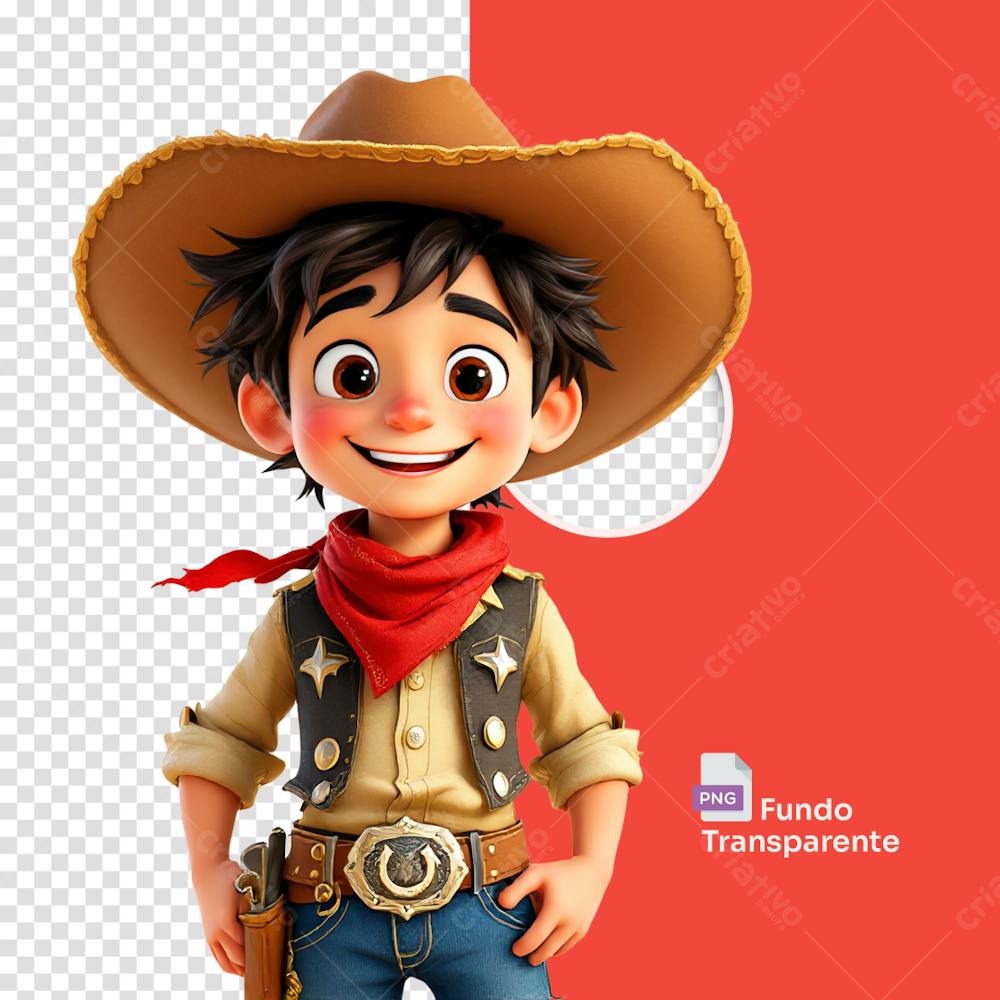 Menino Cowboy Elegante Estilo Cartoon