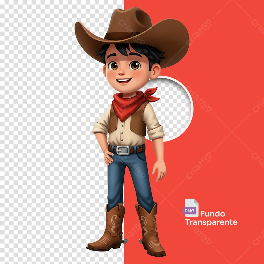 Menino Cowboy Estilo Cartoon