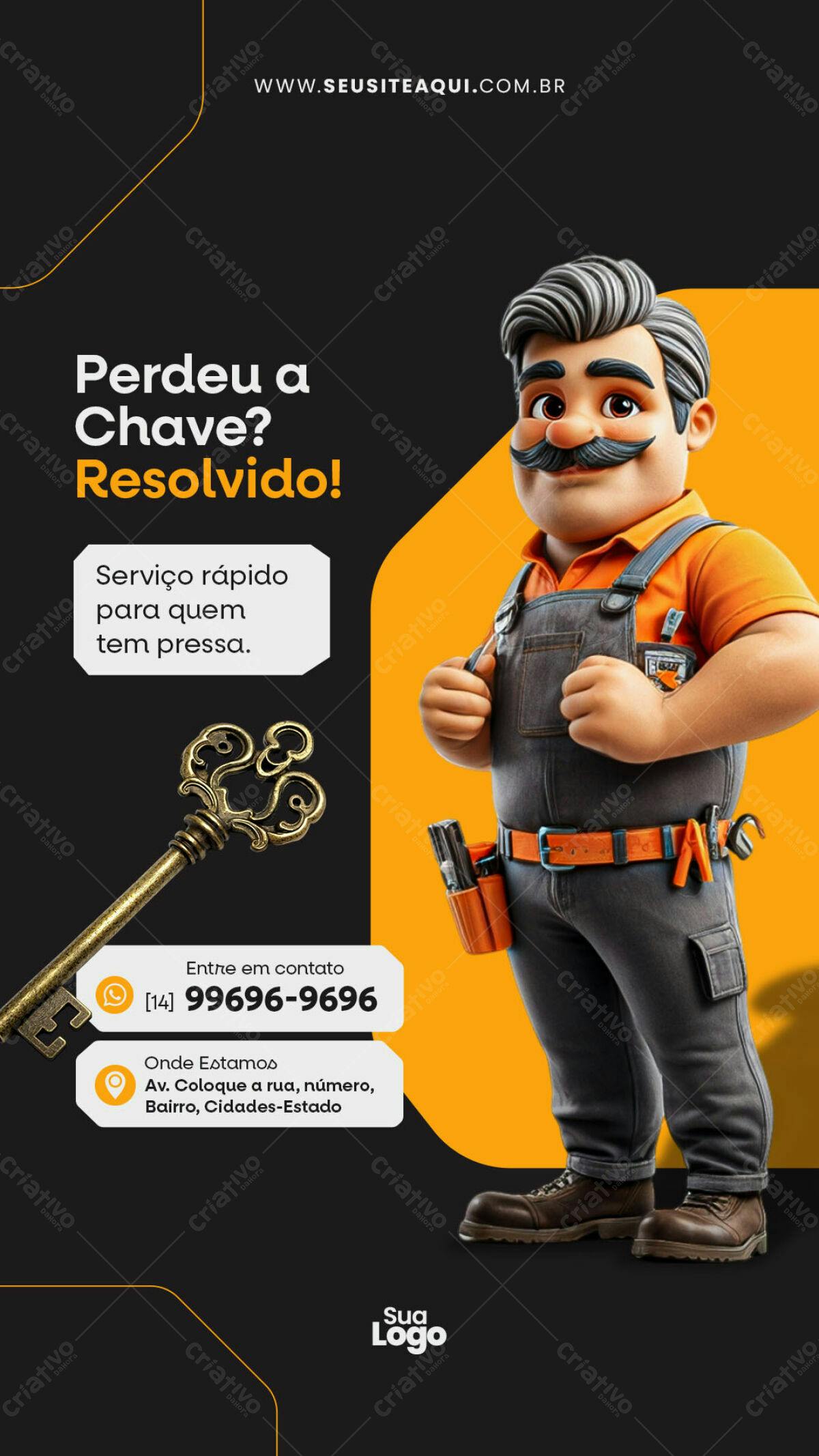 Flyer Chaveiro Serviço Rápido PSD Editável