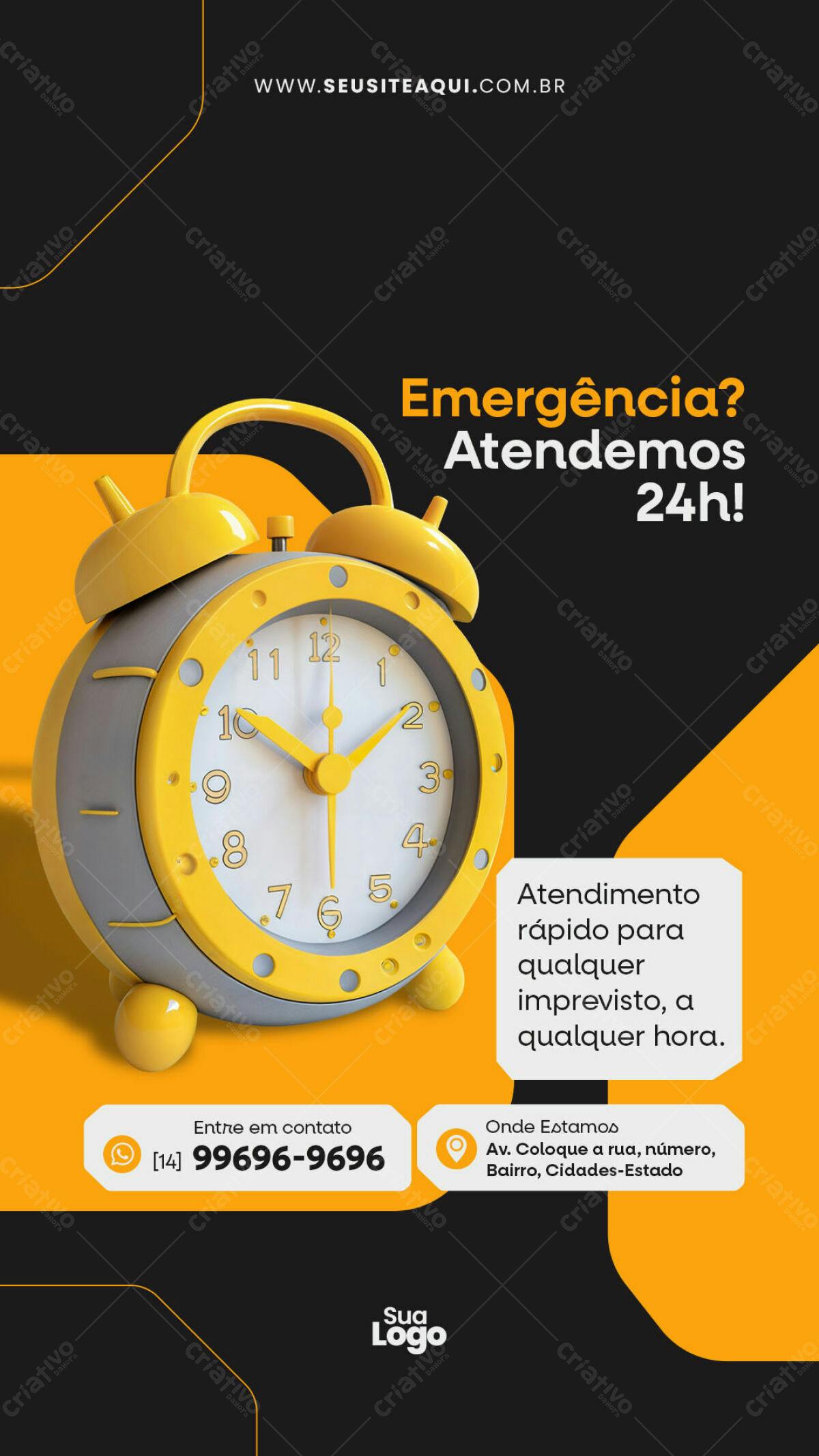 Flyer de Emergência 24h PSD Editável