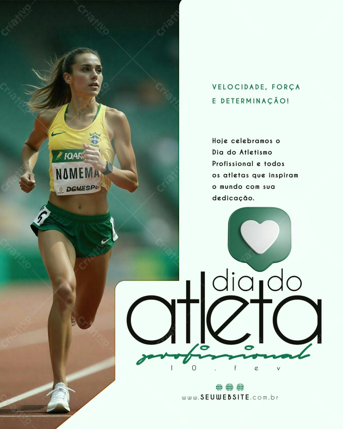 Flyer Dia do Atleta Profissional 10 de fevereiro PSD Editável