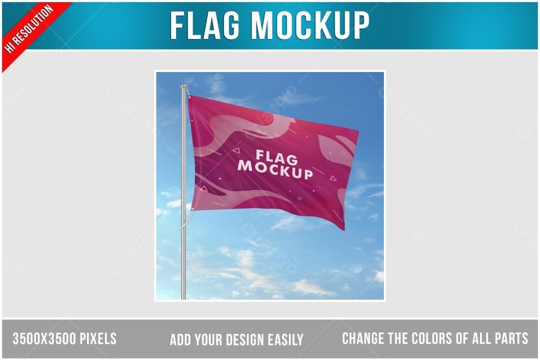 Mockup de Bandeira com Design Moderno em Rosa