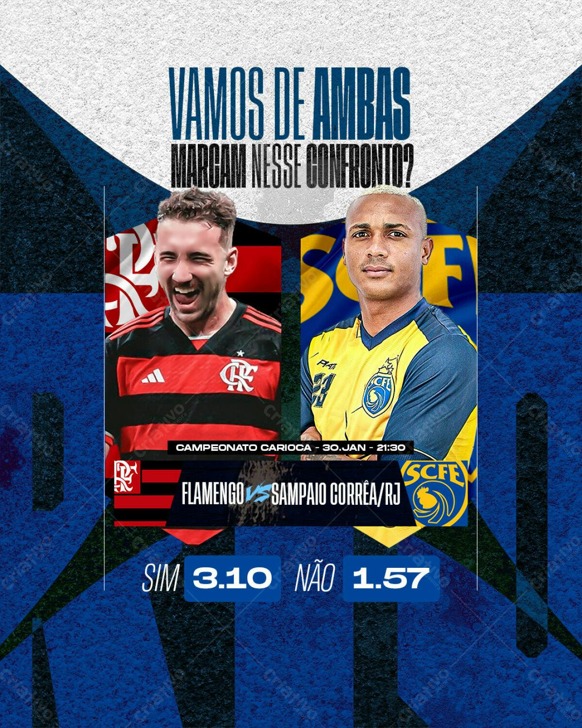 Flyer Flamengo x Sampaio Corrêa PSD Editável