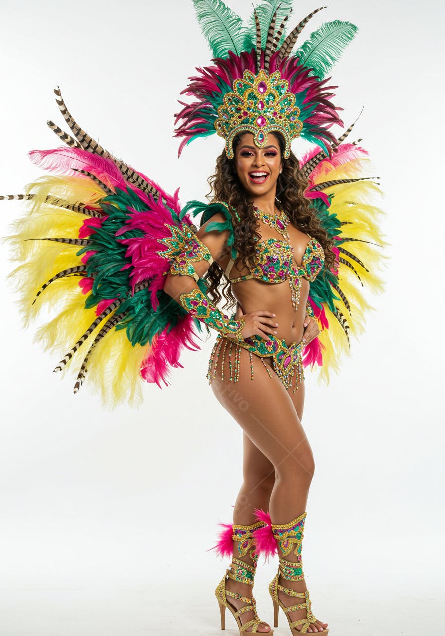 Bailarina de Carnaval em traje exuberante