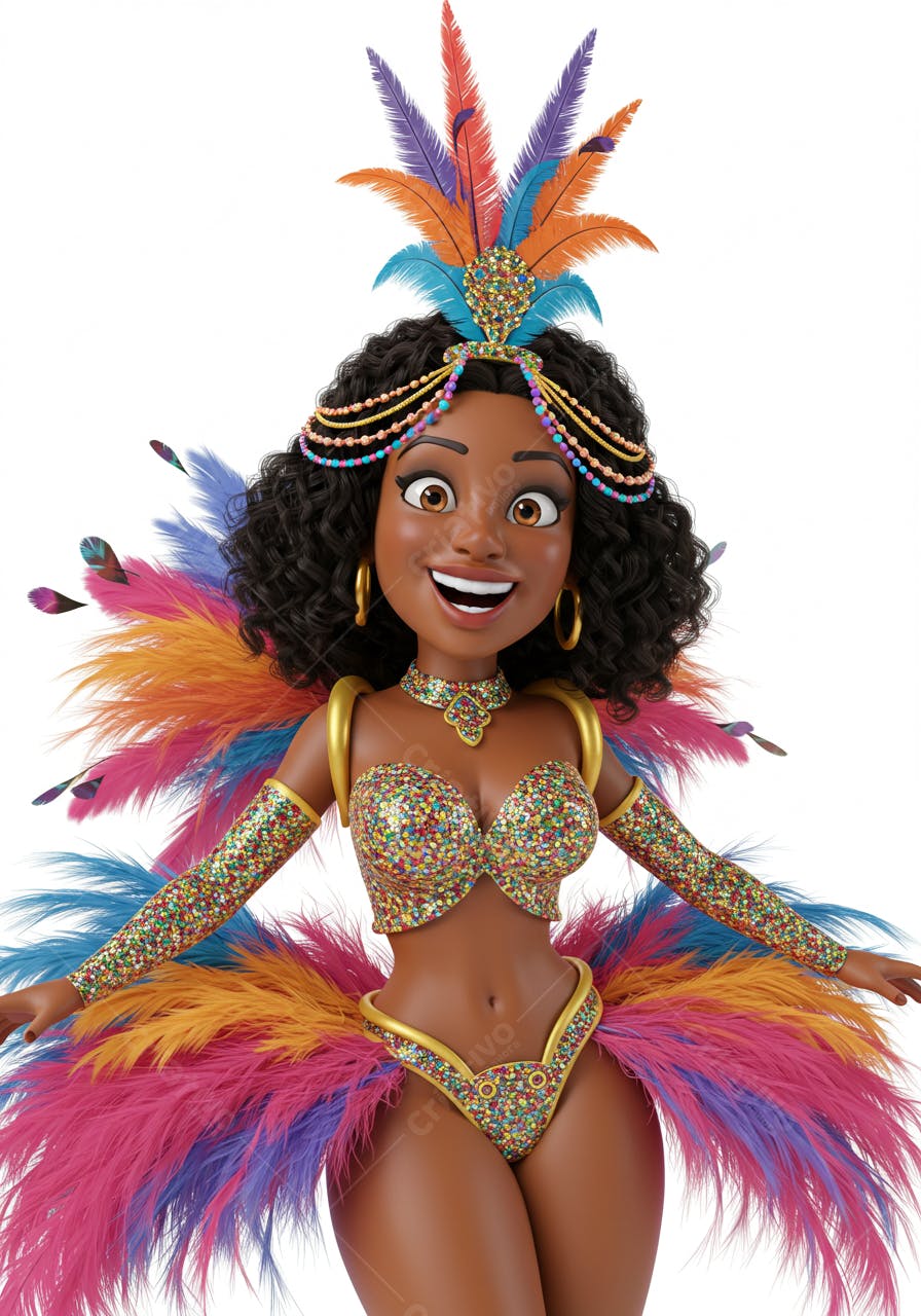 Passista negra em fantasia de Carnaval