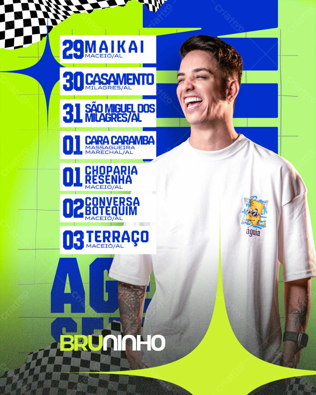Flyer para Show Bruninho em Maceió PSD