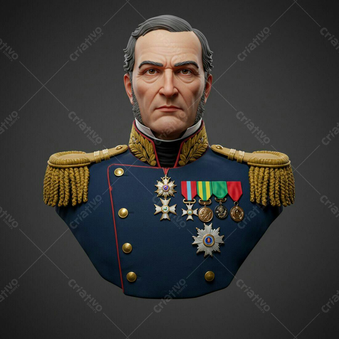 Busto de General Militar em Uniforme
