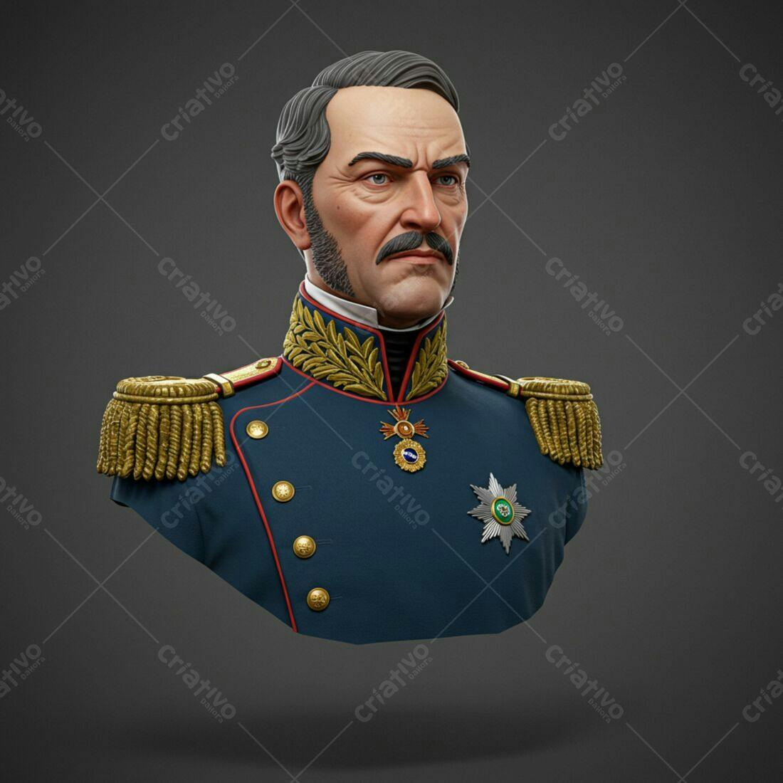 Retrato de militar em uniforme azul escuro