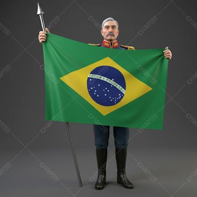Busto 3D Deodoro Da Fonseca Bandeira Do Brasil