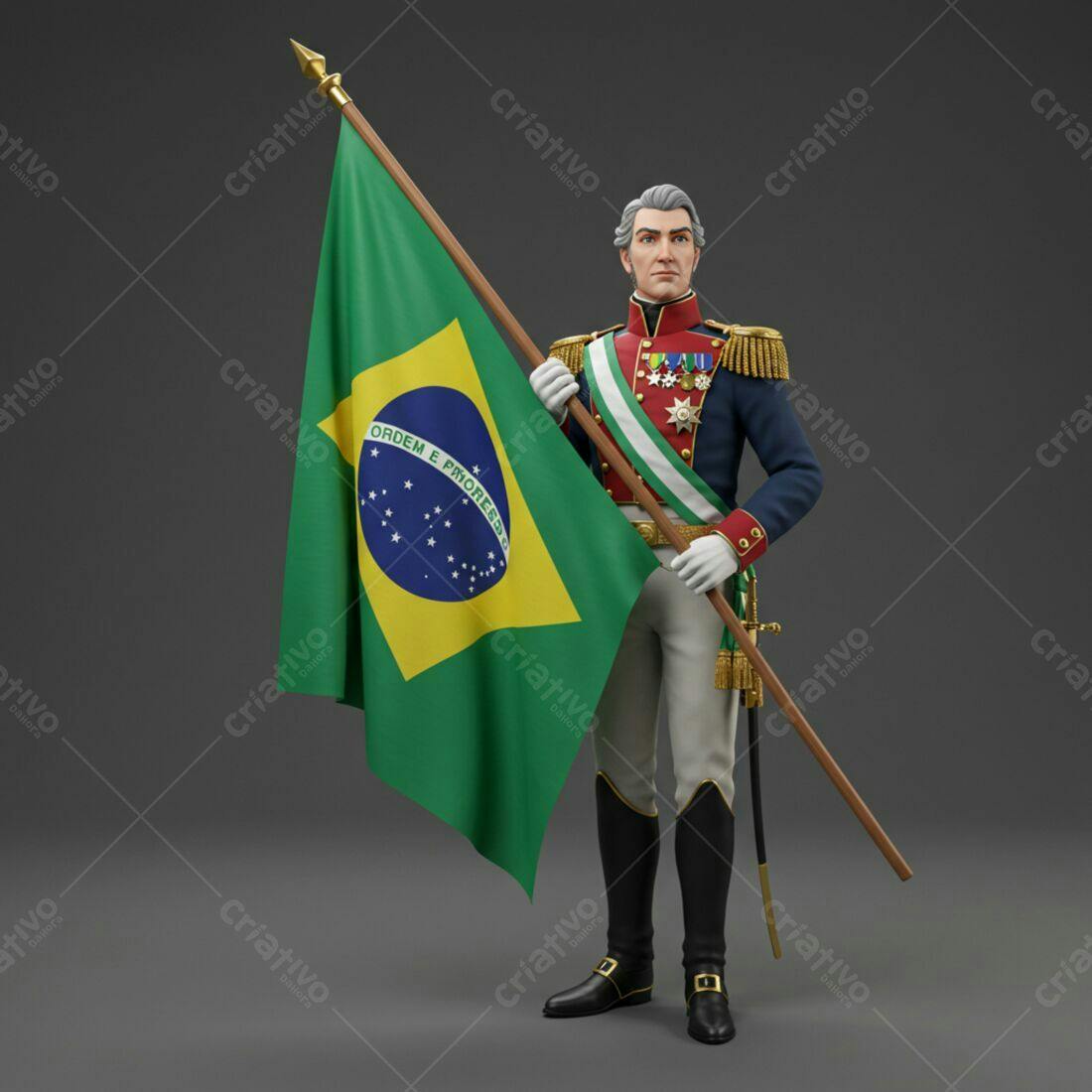 Soldado segurando bandeira brasileira