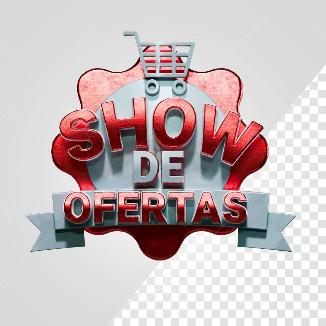 Selo 3D promocional vermelho e metálico Show de Ofertas