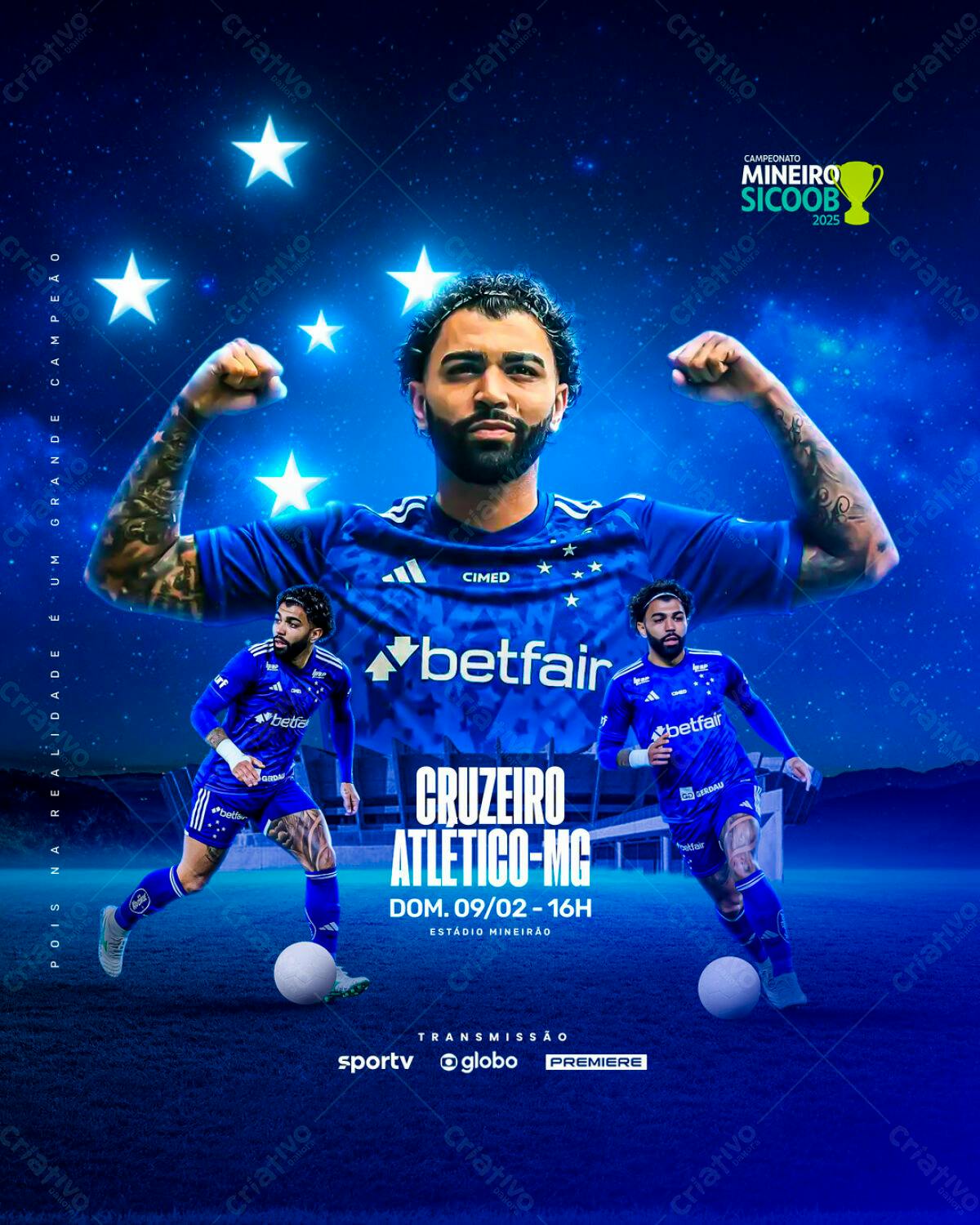 Flyer Futebol Cruzeiro x Atlético-MG PSD Editável