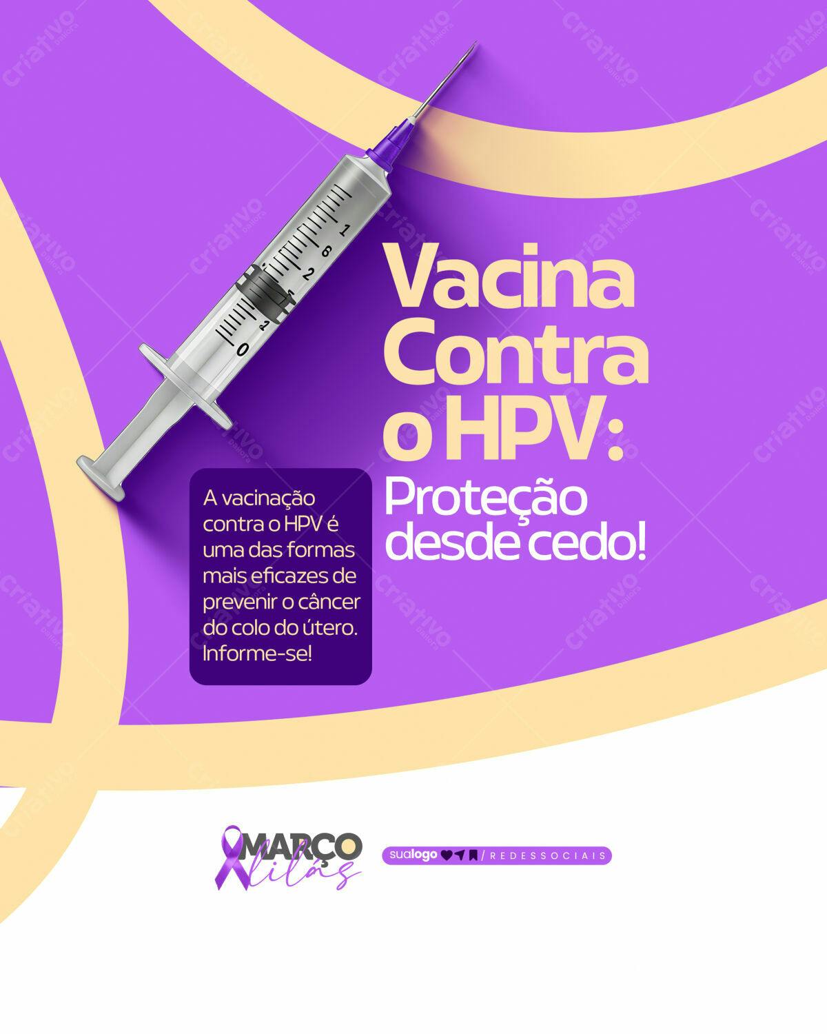 Post para Campanha de Vacinação contra HPV PSD Editável