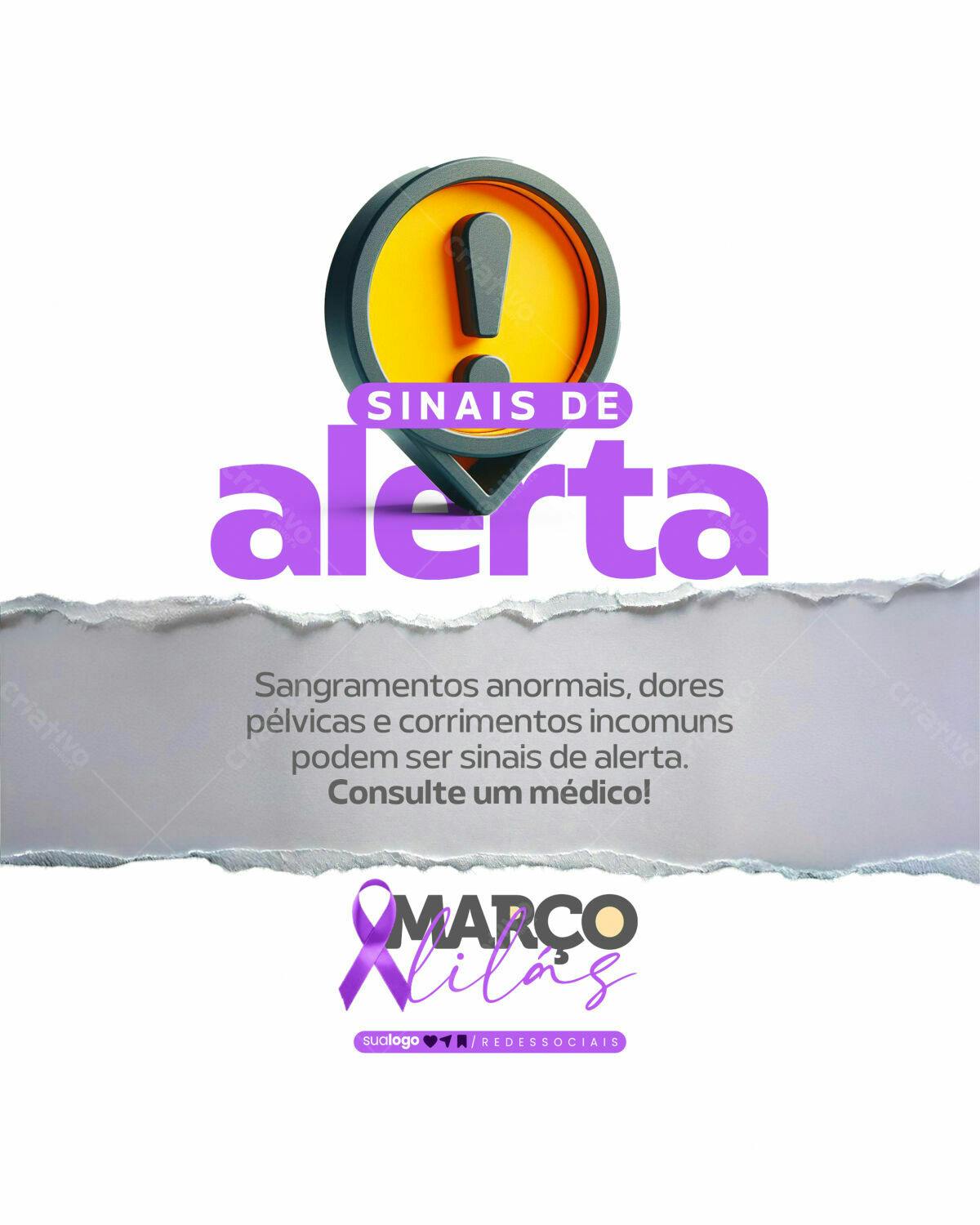 Post para Campanha Março Lilás PSD Editável