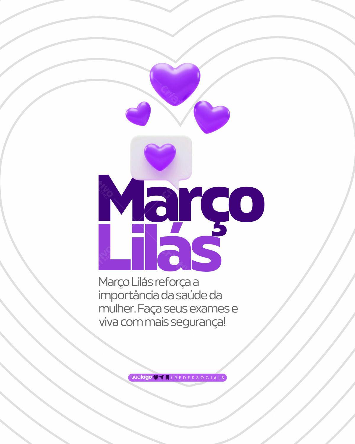 Post para Campanha Março Lilás PSD Editável