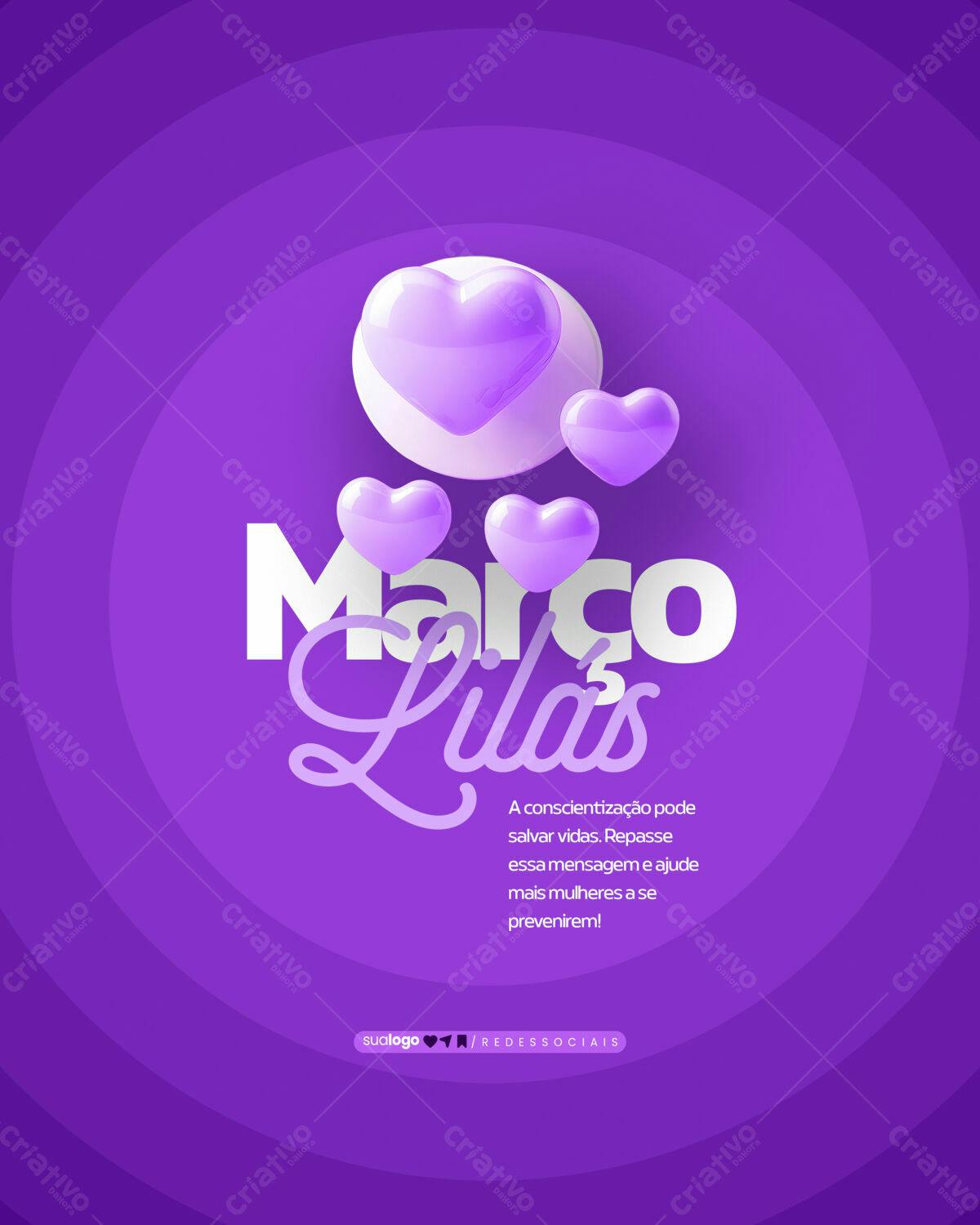 Post para o Março Lilás PSD Editável